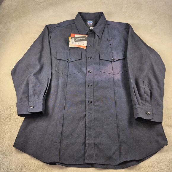 Transcon Tactical Uniform Flame-Resistant Button Down Up Shirt XXL Navy Defects - Picture 2 of 9